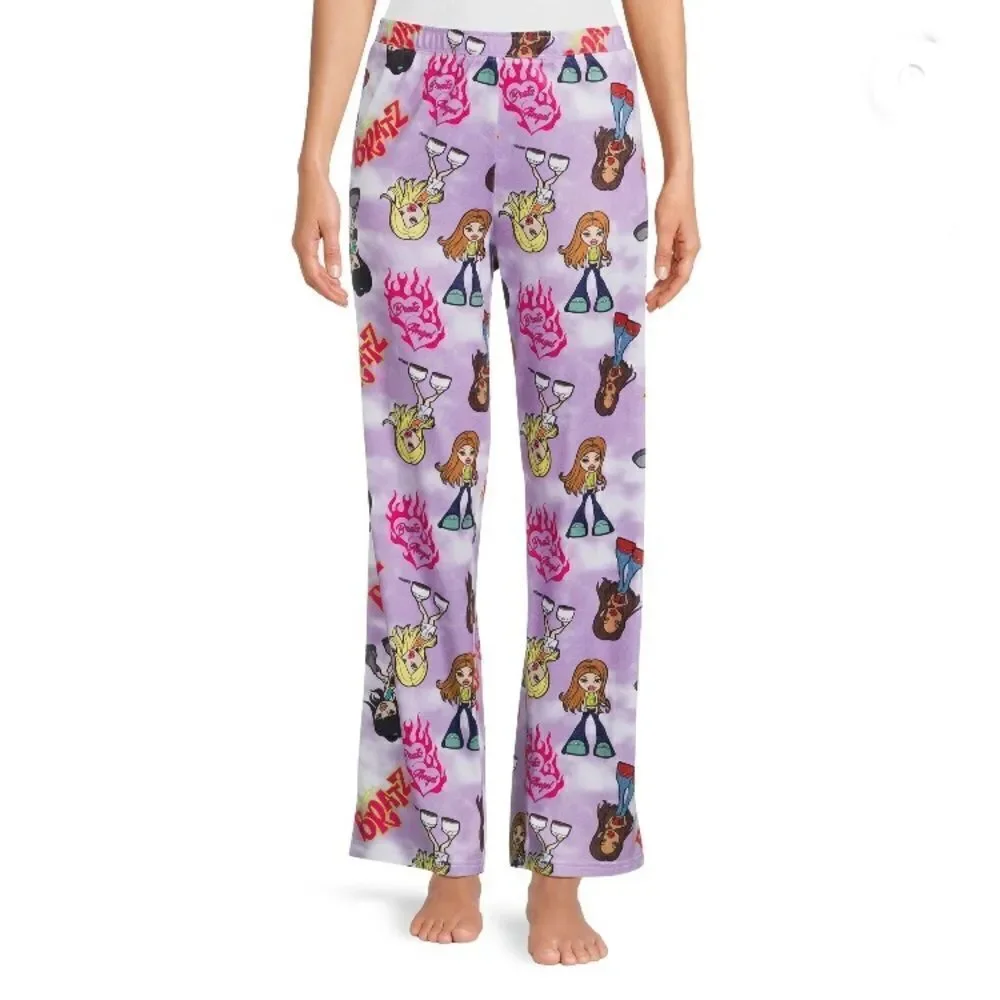 Women’s Juniors’ Bratz Print Comfy Lounge Pajama Sleep Pants, Size 3X